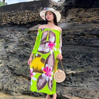 New Design Floral Rayon Dress Hand Painted 